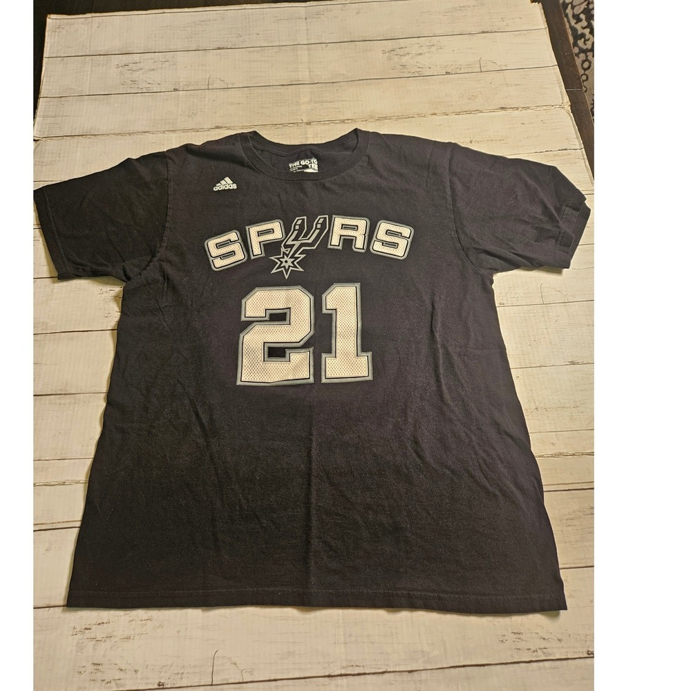 Adidas San Antonio Spurs Tim Duncan 21 NBA T-Shirt Mens Large Black Go-To Tee
